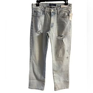 Aeropostale mid rise ankle straight stretch jeans light wash Sz 8 R NWT